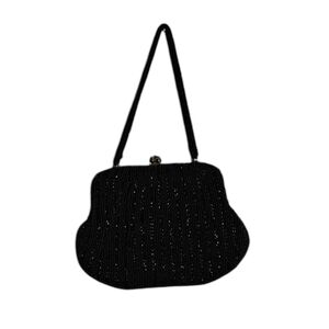 Vintage Richere Bag by Walborg Hand Beaded Kiss Lock In Black